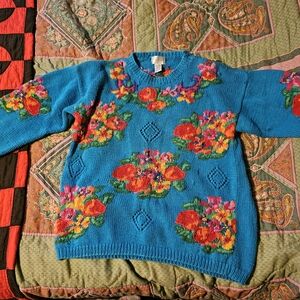 Van Heusen Teal Floral Sweater